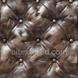 seamless Seamless 3D PBR Texture of Glossy Distressed Brown Quilted Leather Upholstery texture 8k free download PBR