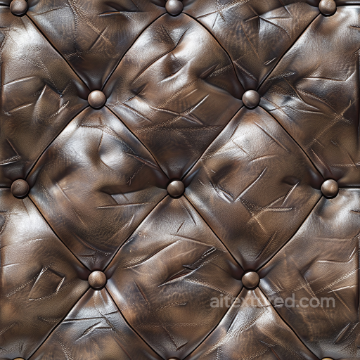 Glossy Distressed Brown Quilted Leather Upholstery Seamless Texture seamless Leather PBR texture