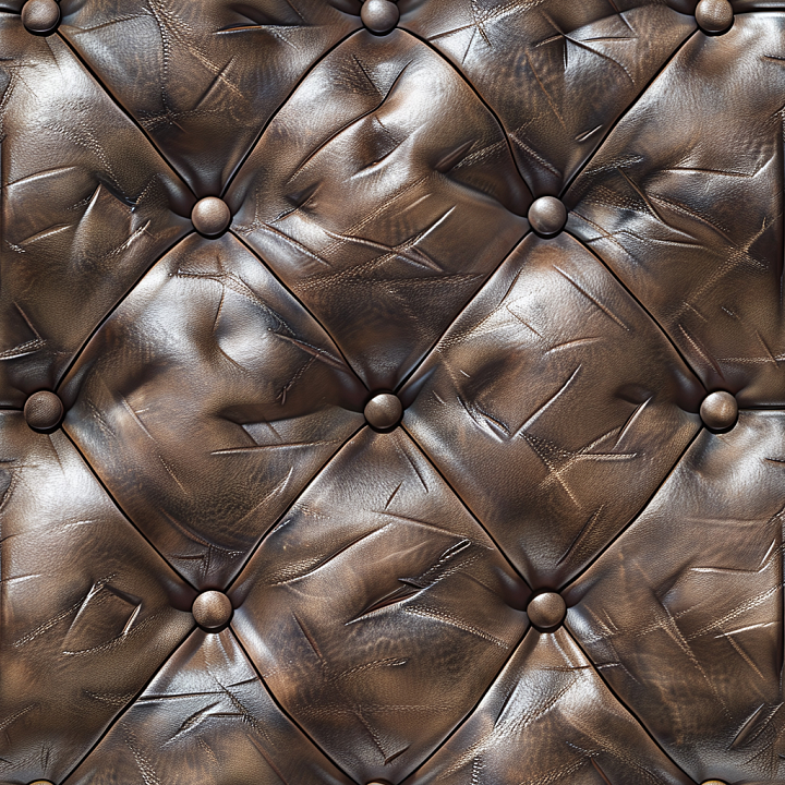 Glossy Distressed Brown Quilted Leather Upholstery seamless PBR texture preview