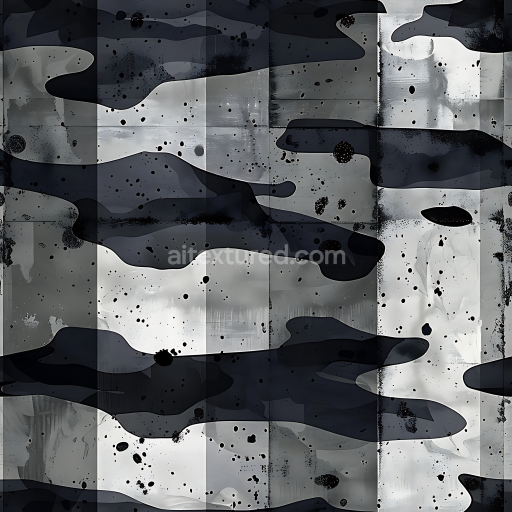 Seamless 3D Urban Snow Camouflage PBR Texture with Monochrome Soft Organic Patches