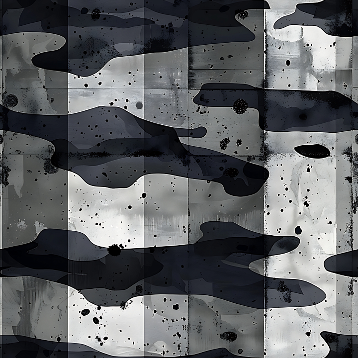 Urban Snow Camouflage with Monochrome Soft Organic Patches seamless PBR texture preview