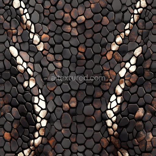 Seamless 3D Reptilian Skin PBR Texture with Glossy Scale Detail and Natural Pattern