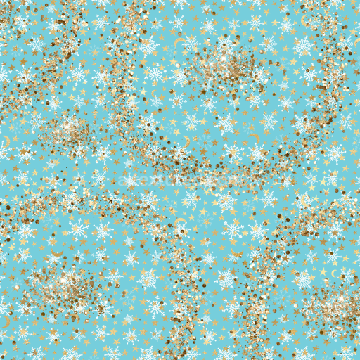 Seamless 3D PBR Texture with Blue Background, White Snowflakes & Gold Stars