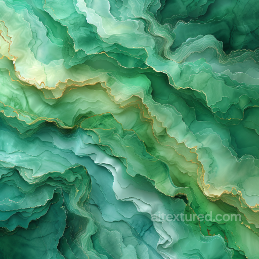 Alcohol Ink PBR Texture Featuring Green Fluid Waves and Gold Veins seamless Alcohol ink PBR texture