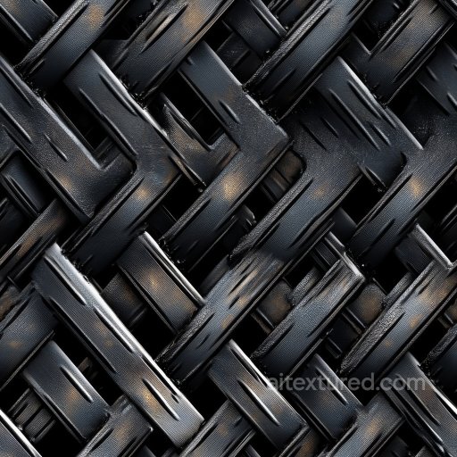 Woven Steel PBR Texture with Distressed Black Finish and Scratches seamless Metal PBR texture