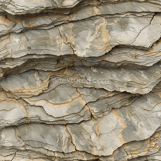 Seamless 3D Layered Cliff Rock PBR Texture with Weathered Stratified Stone