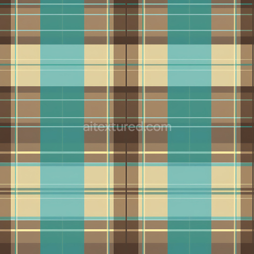 Seamless 3D PBR Texture with Blue and Beige Checkered Plaid Pattern