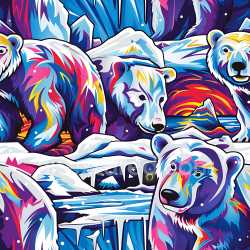 seamless Seamless 3D PBR Graffiti Texture Featuring Vibrant Polar Bears and Arctic Landscape texture 8k free download PBR