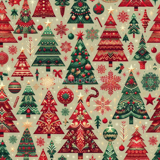Preview — Seamless 3D PBR Texture Featuring Hand-Painted Christmas Tree Motifs on Digital Paper