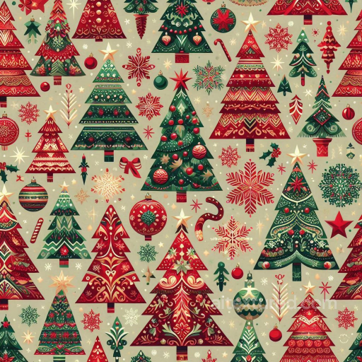 Featuring Hand-Painted Christmas Tree Motifs on Digital Paper seamless All Christmas Digital paper PBR texture