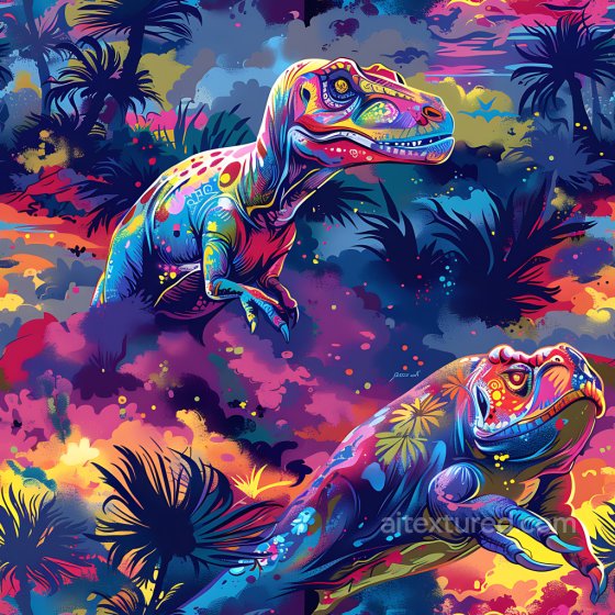 Graffiti Texture Featuring Colorful Dinosaur Illustrations in a Jungle Scene Graffiti texture preview