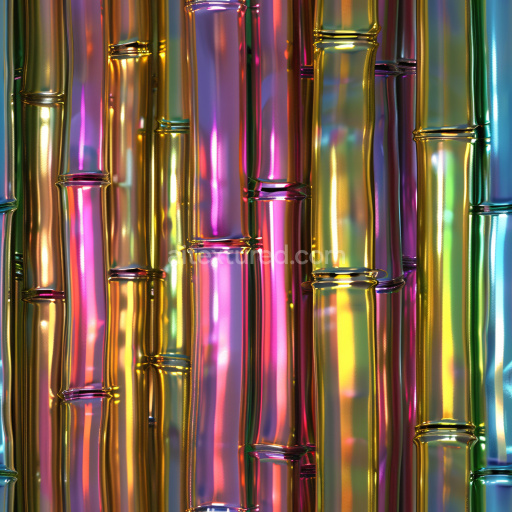 Seamless 3D PBR Texture of Glossy Multicolor Bamboo-Style Panels