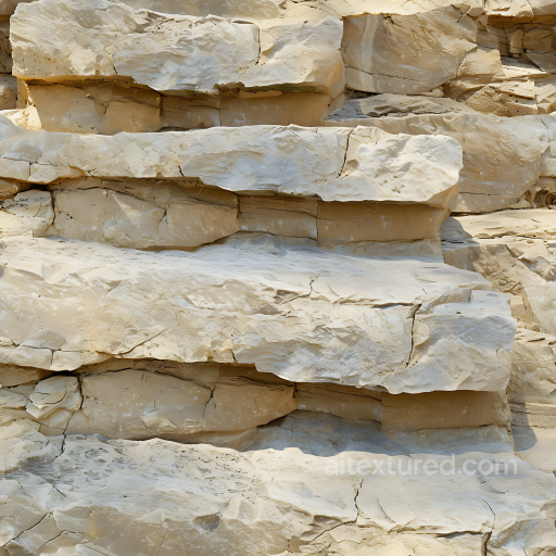 Weathered Sandstone Cliff Rock Texture With Natural Cracks And Layered Formations seamless Stone PBR texture