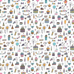 seamless Seamless 3D PBR Texture Featuring Colorful Birthday Party Doodles texture 8k free download PBR