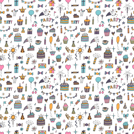 Featuring Colorful Birthday Party Doodles Birthday texture preview