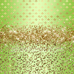 seamless Seamless 3D PBR Texture of Glittery Gold Fleur-de-Lis and Leopard Print on Soft Green texture 8k free download PBR