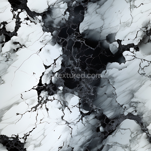 Seamless 3D Black and White Marble PBR Texture with Bold Veins