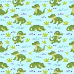 Pattern Bundle - Seamless 3D Pattern PBR Texture Featuring Playful Cartoon Crocodiles with Aquatic Motifs texture preview