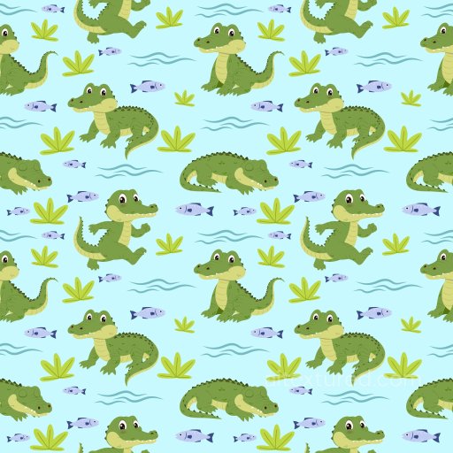 Pattern PBR Texture Featuring Playful Cartoon Crocodiles with Aquatic Motifs seamless Pattern Bundle PBR texture
