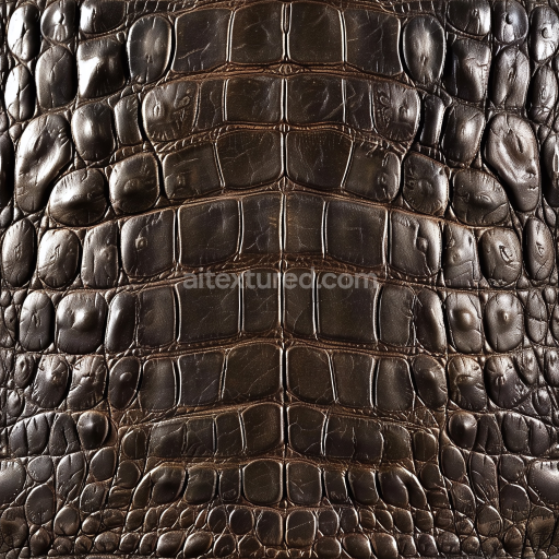 Seamless 3D Crocodile Leather PBR Texture with Dark Brown Glossy Scales