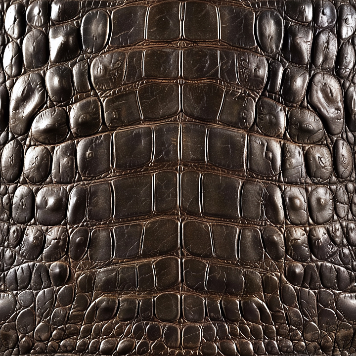 Crocodile Leather with Dark Brown Glossy Scales seamless PBR texture preview