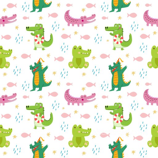 Pattern PBR Texture Featuring Playful Cartoon Crocodile Motifs seamless Pattern Bundle PBR texture