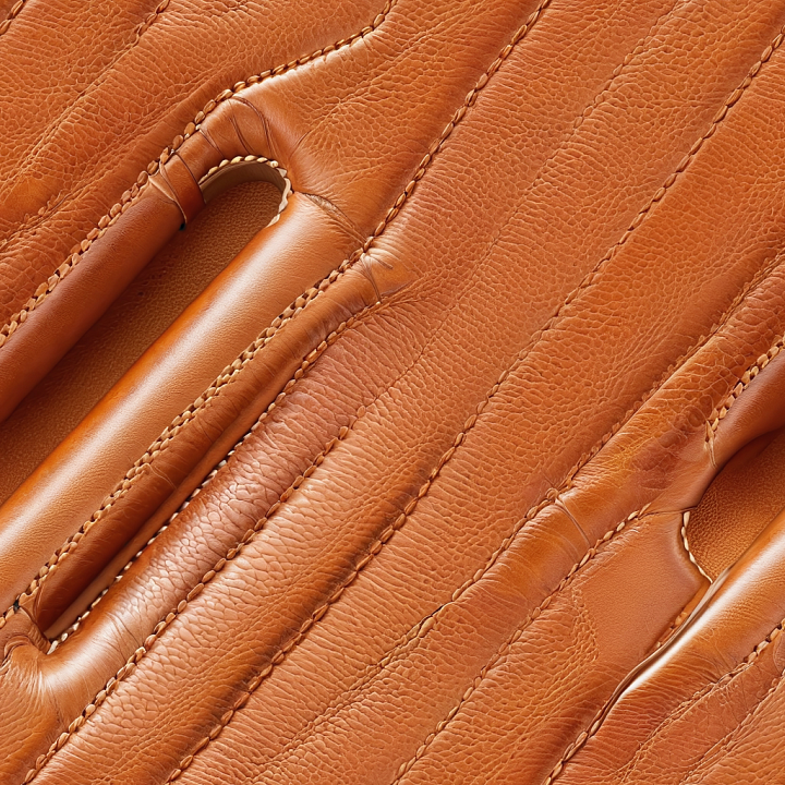 Vintage Brown Quilted Leather with Fine Grain and Stitching seamless PBR texture preview