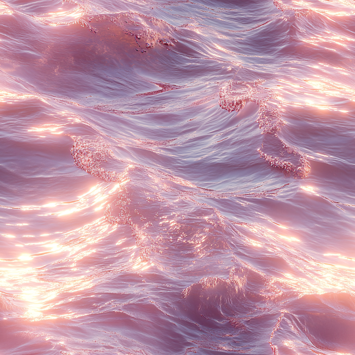 Stylized Water Surface with Soft Pink-Orange Light Reflection seamless PBR texture preview
