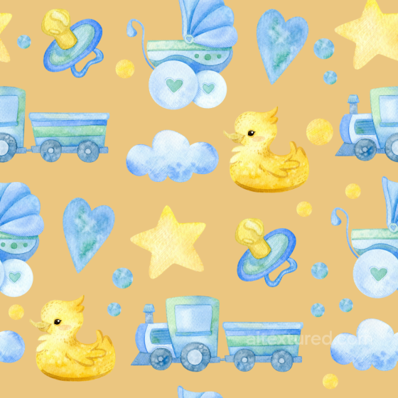 Watercolor Baby Boy Toys and Symbols Pattern Seamless Texture Baby Boy texture preview