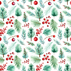 seamless Seamless 3D PBR Watercolor Christmas Texture Featuring Festive Foliage and Ornaments texture 8k free download PBR