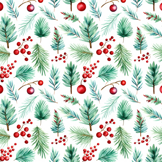 Watercolor Christmas Texture Featuring Festive Foliage and Ornaments Watercolor Christmas texture preview