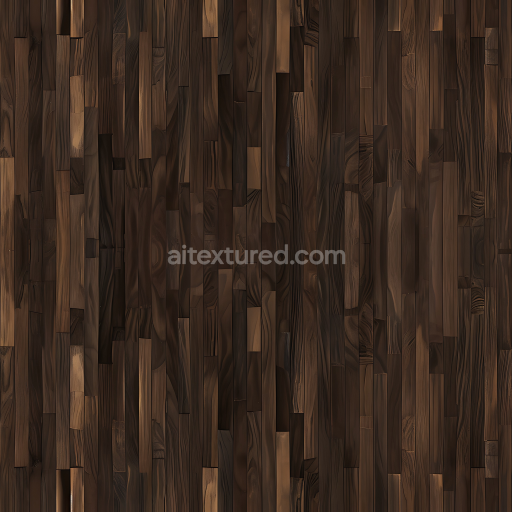 Seamless 3D Dark Walnut Wood Planks PBR Texture with Rich Grain and Varied Tones