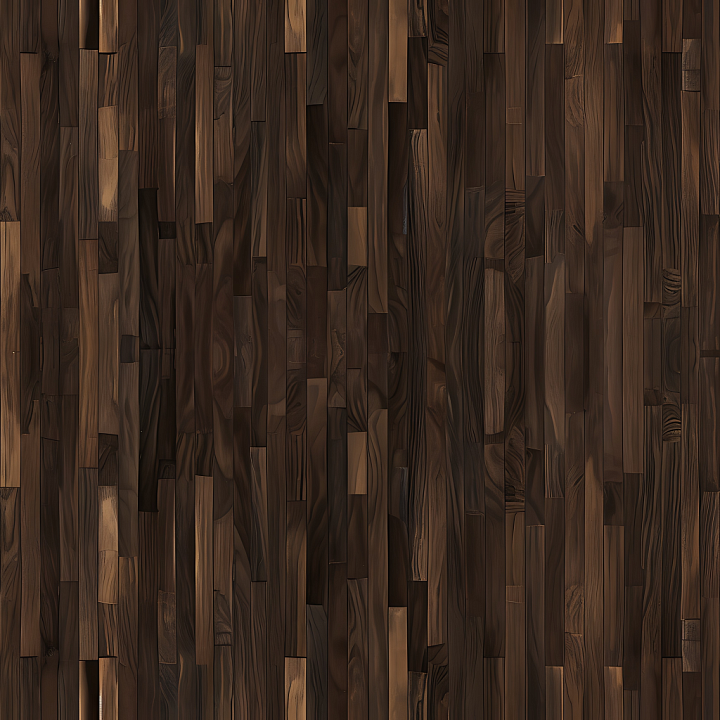 Dark Walnut Wood Planks with Rich Grain and Varied Tones seamless PBR texture preview