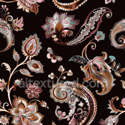 seamless Seamless 3D PBR Retro Paisley Fabric Texture with Intricate Floral Patterns texture 8k free download PBR