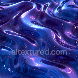 seamless Seamless 3D PBR Texture of Stylized Reflective Sci-Fi Liquid with Vibrant Blue and Purple Swirls texture 8k free download PBR