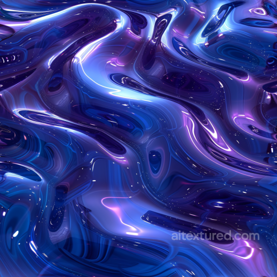 Water Texture of Stylized Reflective Sci-Fi Liquid with Vibrant Blue and Purple Swirls Water texture preview