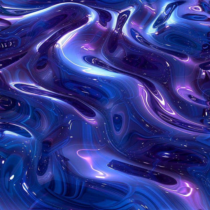 Water of Stylized Reflective Sci-Fi Liquid with Vibrant Blue and Purple… seamless PBR texture preview