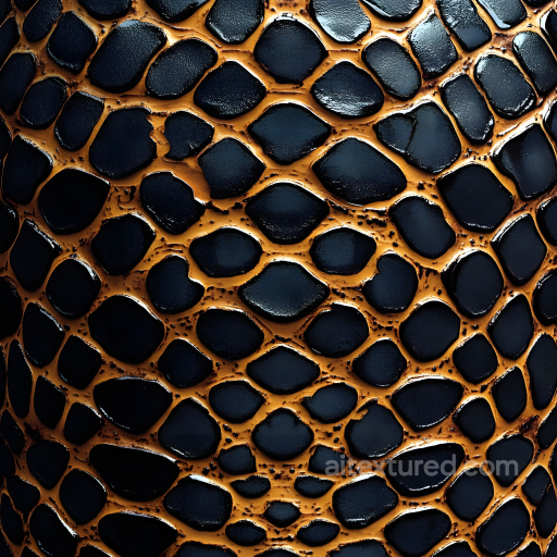 Glossy Black Reptile Skin PBR Texture with Raised Scales seamless Skin PBR texture