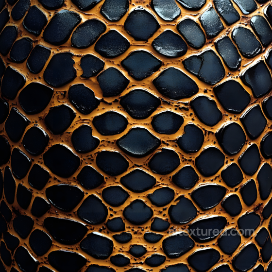 Glossy Black Reptile Skin PBR Texture with Raised Scales Skin texture preview
