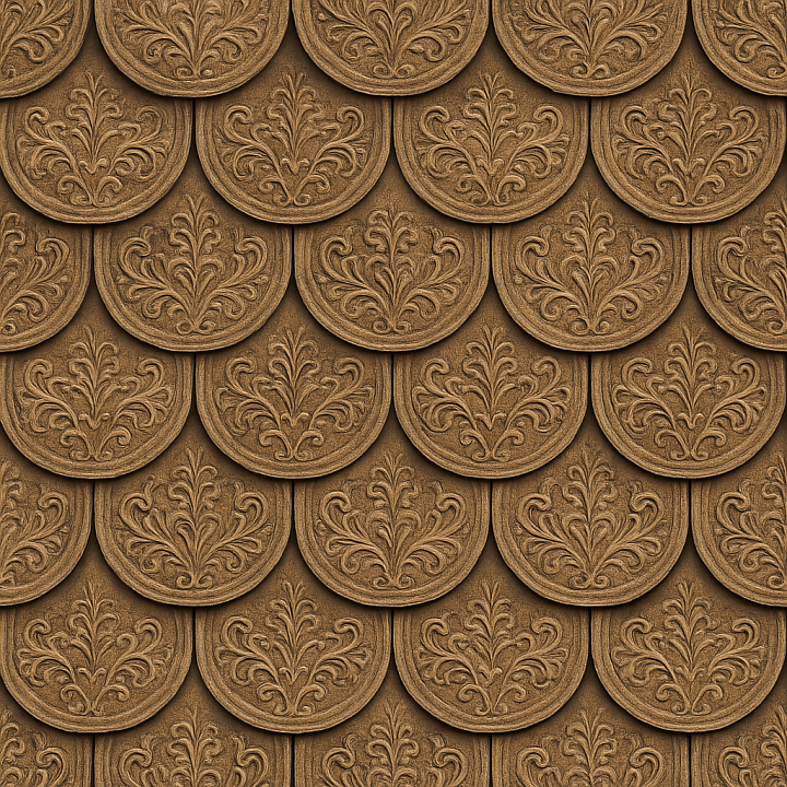 Ornate Shingle Roof seamless PBR texture preview
