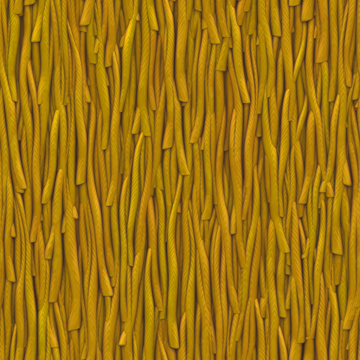 Stylized Cartoon Hand Painted Roof Straw seamless PBR texture preview