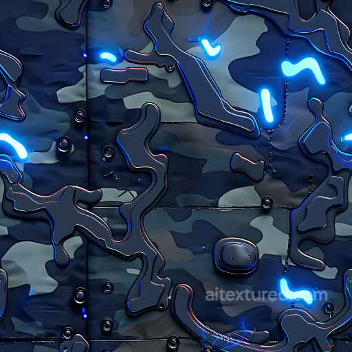Futuristic Urban Camouflage PBR Texture with Neon Highlights and Panel Details seamless Color Camouflage PBR texture