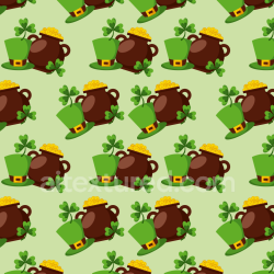 seamless Seamless 3D PBR St Patrick Digital Paper Texture with Leprechaun Hats and Gold Pots texture 8k free download PBR