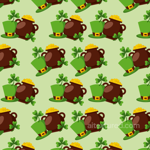 St Patrick Digital Paper Texture with Leprechaun Hats and Gold Pots seamless St patrick digital paper bundle PBR texture