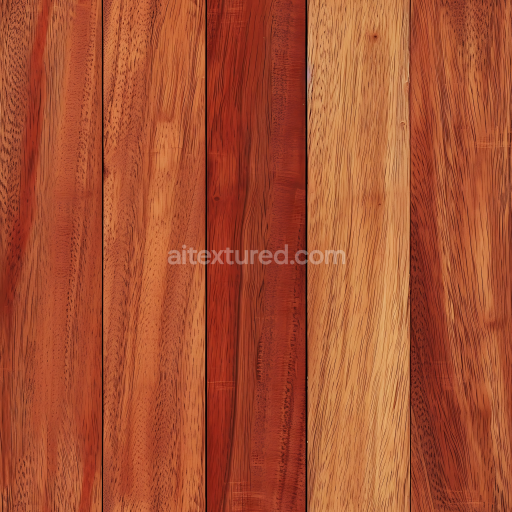 Seamless 3D PBR Texture of Exotic Hardwood Planks with Varied Grain and Warm Tones