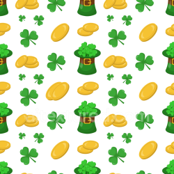 seamless Seamless 3D PBR Texture with St Patrick Digital Paper Icons in Green and Gold texture 8k free download PBR