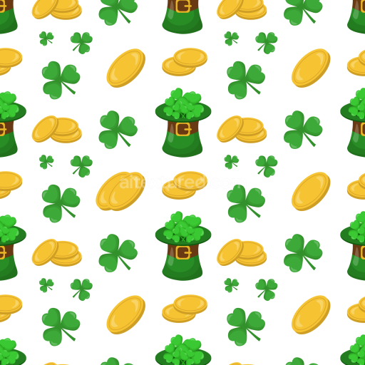 Seamless 3D PBR Texture with St Patrick Digital Paper Icons in Green and Gold