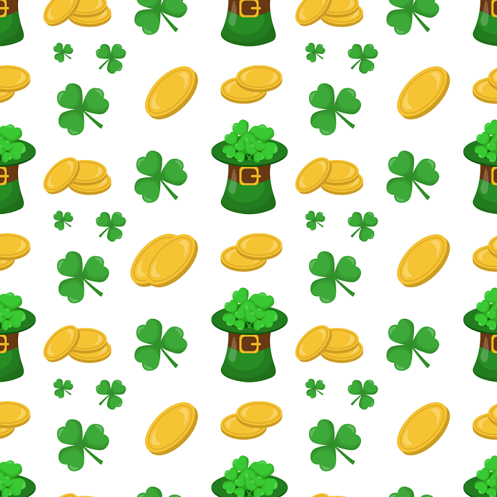 with St Patrick Digital Paper Icons in Green and Gold seamless PBR texture preview