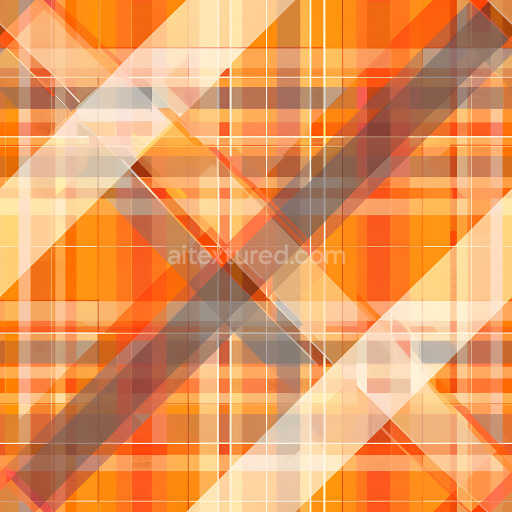 Seamless 3D PBR Texture Featuring Vibrant Orange and Gray Plaid Pattern