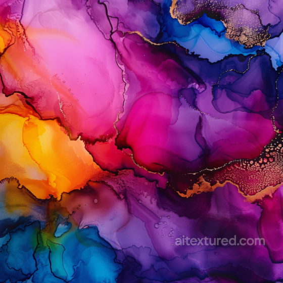 Alcohol Ink PBR Texture Featuring Vibrant Purple and Gold Swirls with Fluid Movement Alcohol ink texture preview